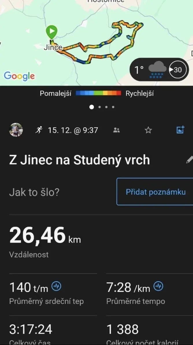 15. 12. 2024 Běhovýlet z Jinec na Studený vrch