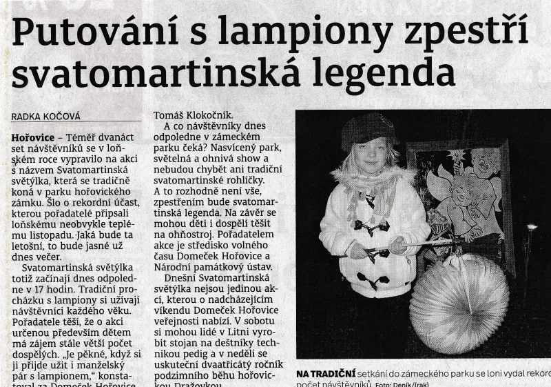 Svatý Martin s poutníky vítal návštěvníky u jeskyně